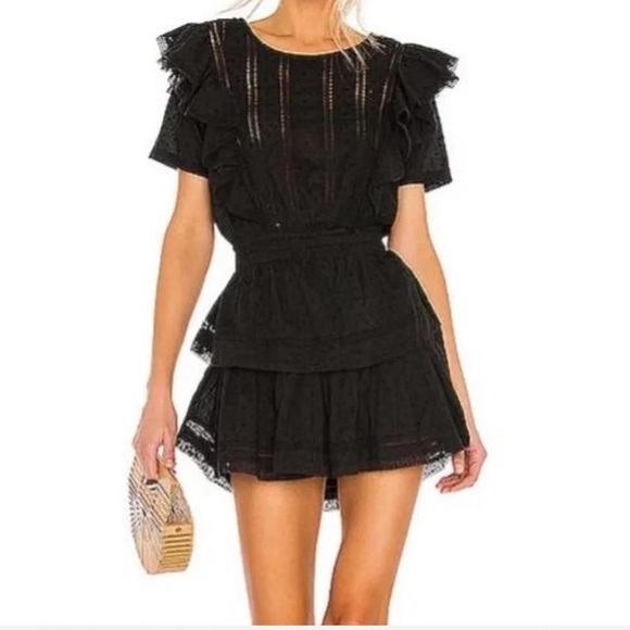 LoveShackFancy Dresses & Skirts - Elegant Black Ruffle Dress